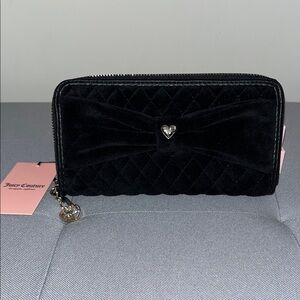 Juicy Couture Black Velvet Quilted Wallet